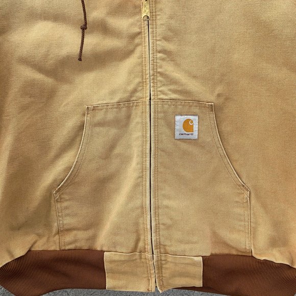 Vtg USA Made Carhartt J03 Coat Men's 2XL Brown Cotton Duck Hooded Jacket Hoodie - Picture 9 of 12